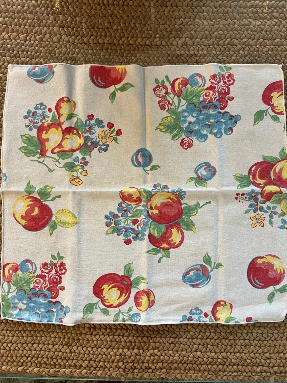 Vintage Cloth Napkins Set of 6 Fruit Floral Farmhouse Theme